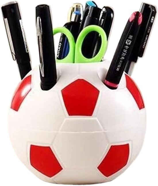 Multifunctional pen holder - football-shaped pen holder - student pen holder - plastic pen holder - storage box for toothpaste and toothbrush - red Unique