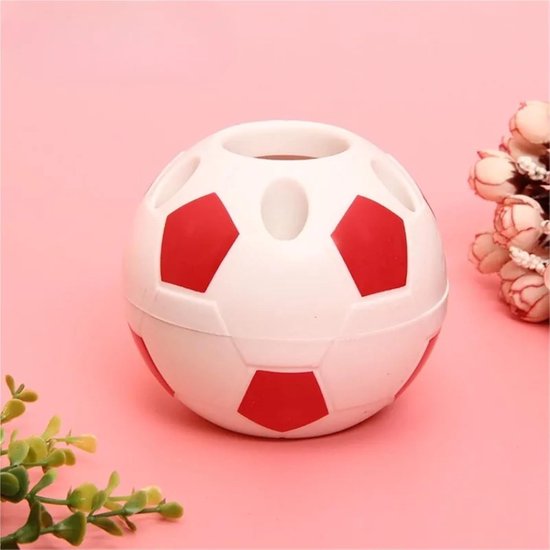 Multifunctional pen holder - football-shaped pen holder - student pen holder - plastic pen holder - storage box for toothpaste and toothbrush - red Unique