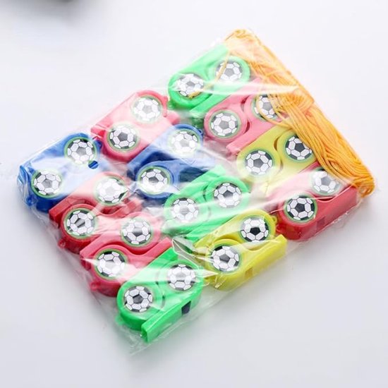 Soccer Whistles - Stadium Cheering Accessories - 24-Piece Set - Sports Whistles - Soccer | Football | Soccer Sticker Whistles (with String) Unique