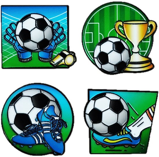Football Sports Pin | Brooch - Stylish Backpack Pin - Pack of 4 - Cartoon Lapel Pin - Ideal as a gift, for parties or as an everyday accessory for clothes, bags and hats Unique
