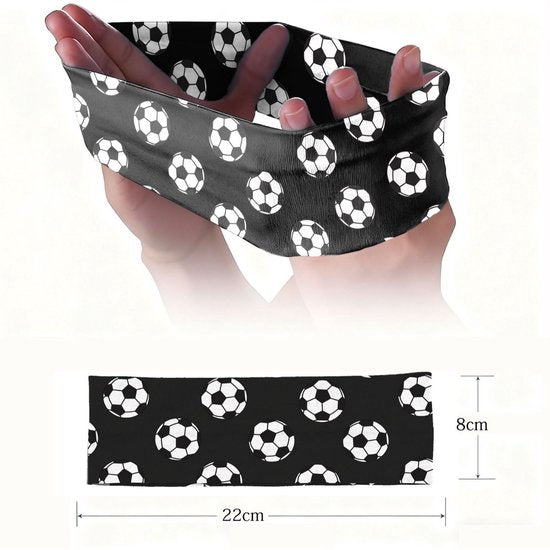 Football Themed Headband - Stretchy Printed Headband - Set of 6 - Sporty, Sweat-Wicking & Breathable - Wide-Brim Hair Accessory Unique