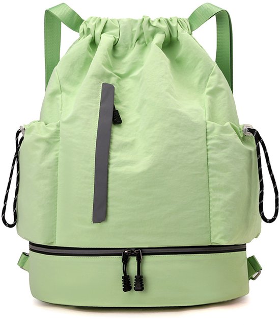 Drawstring Backpack - Waterproof Sports Bag - Lightweight Sports Backpack - With Shoe Compartment - Unisex - Suitable for Basketball, Football, Swimming and Travel - Vegetable Unique