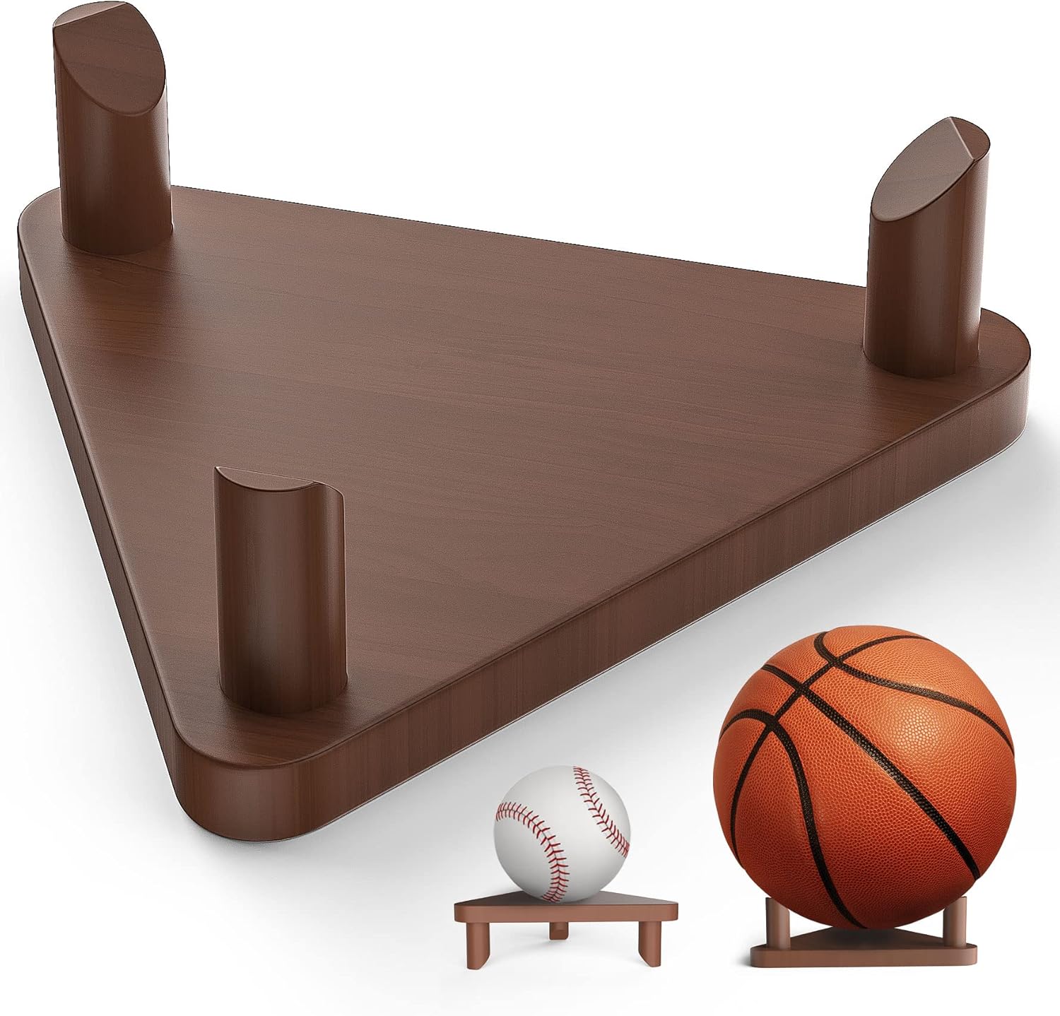 Ball Stand - Wooden Ball Display Stand - For Football, Basketball, Rugby, Volleyball, Sports Ball Storage Rack - Solid Wood Trophy Signature Souvenir Display Box Unique