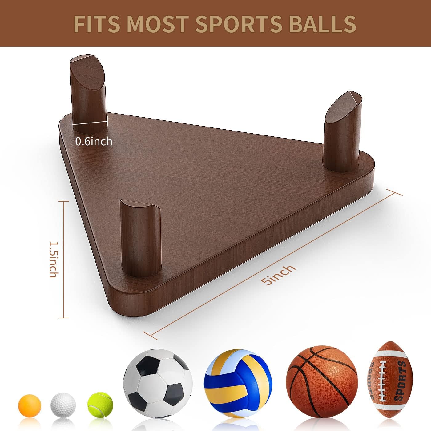 Ball Stand - Wooden Ball Display Stand - For Football, Basketball, Rugby, Volleyball, Sports Ball Storage Rack - Solid Wood Trophy Signature Souvenir Display Box Unique