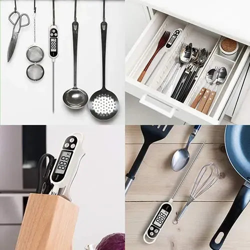 Digital Meat Thermometer with Stainless Steel Probe, Fast Instant Read Display for Cooking, BBQ, Grilling, Frying and Candy Making Awezingly