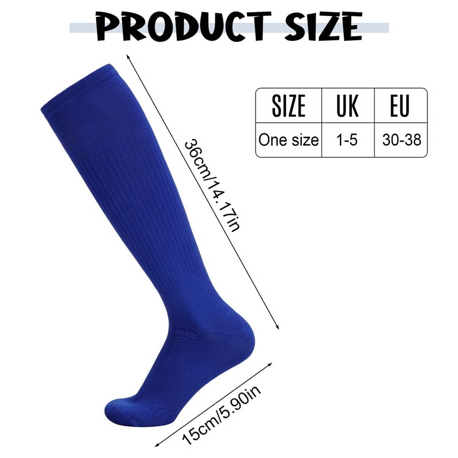 HEQUSIGNS 3 Pairs Kids Soccer Socks,Boys Girls Long Hockey Rugby Socks,Unisex Anti-slip Towel Bottom Football Socks for Children Aged 4-13 to Playing Sports Black+Blue+White Unique