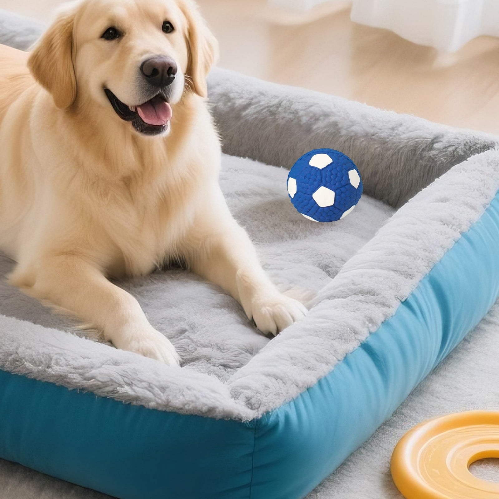 LGCASL Soccer Ball Chew Toy Dog Toy Squeak Rubber Fun Suitable for Large and Medium Sized Dogs Dog Toy Squeak Rubber Fun Suitable for Large and Medium Sized Dogs (Blue, L) L Blue Unique