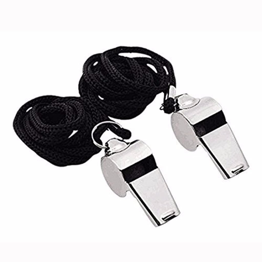 Stainless Steel Metal Referee Whistle with Lanyard,Crisp Sound for Sports and escuela,Durable and Portable for Coaches and Referees,Includes 2 Whistles for Soccer and Basketball Unique