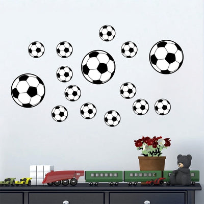 Soccer Stickers for Wall, Football Fan Room Decor, Sports Themed Stickers for Doors, Windows, Bedroom, Kids & Teens, Waterproof Vinyl Stickers with Balls & Bottles Design