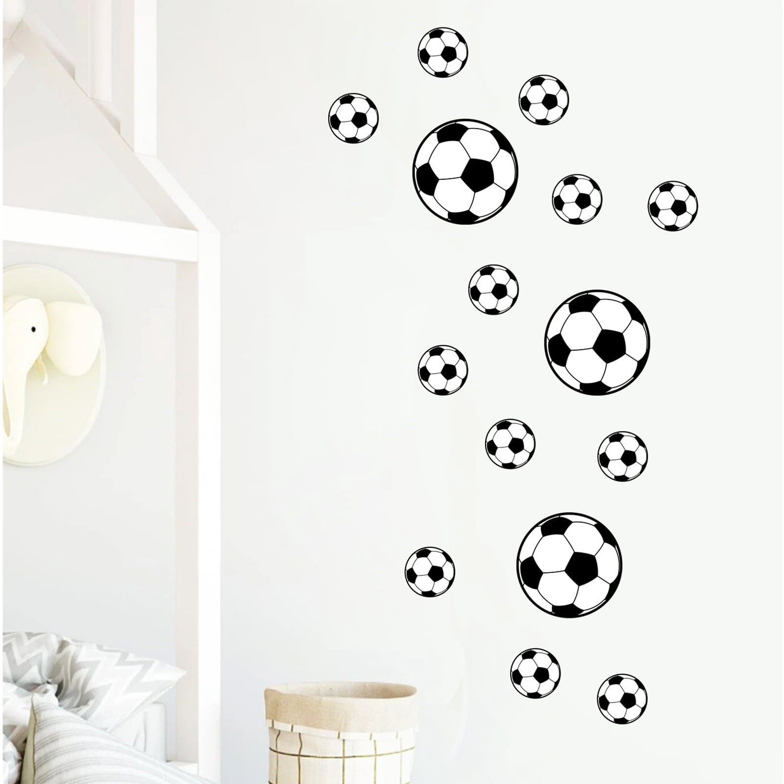 Soccer Stickers for Wall, Football Fan Room Decor, Sports Themed Stickers for Doors, Windows, Bedroom, Kids & Teens, Waterproof Vinyl Stickers with Balls & Bottles Design Unique