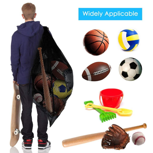 Extra Large Heavy Duty Mesh Bag. Best for Soccer Ball, Water Sports, Beach Cloth, Swimming Gears. Adjustable Shoulder Strap. Secure Side Pocket（30” x 40”）