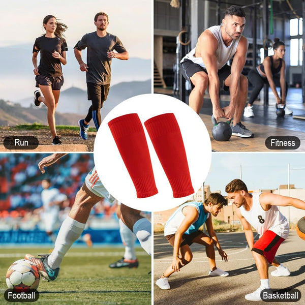 4 Pairs Leg Sleeves for Soccer, Shin Guard Sleeves Accompany Grip Socks, Youth Adults （Red+white） Unique