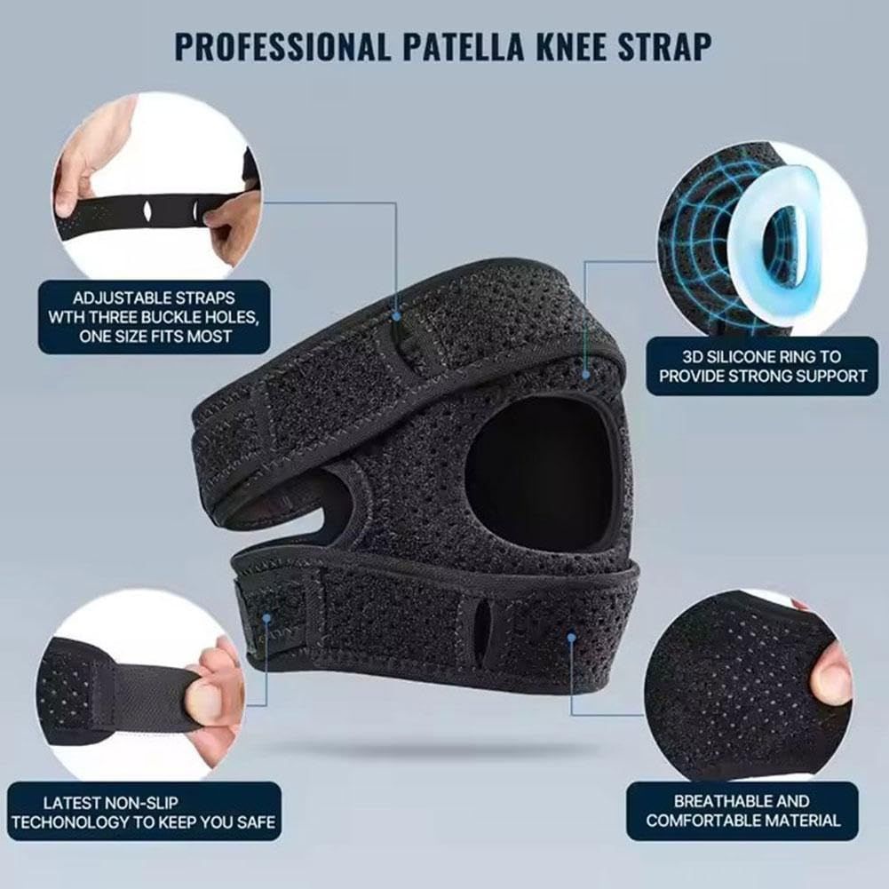 Knee Brace,With Padding,2 PCS Knee Brace for Women Men ,Pain Relief Adjustable Patellar Tendon Support Sleeves Brace Knee Joint Strap for Hiking,Tennis,Running,Football,Injury Recover(Black,S/M) Unique