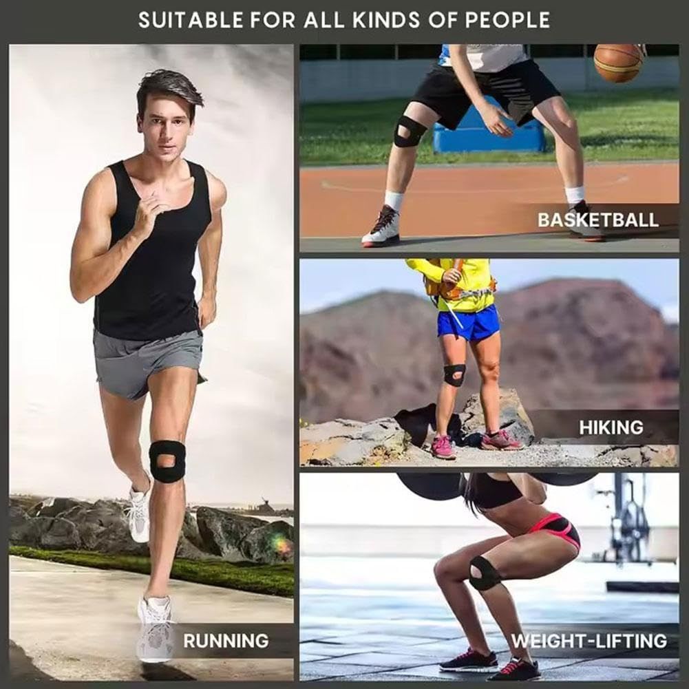 Knee Brace,With Padding,2 PCS Knee Brace for Women Men ,Pain Relief Adjustable Patellar Tendon Support Sleeves Brace Knee Joint Strap for Hiking,Tennis,Running,Football,Injury Recover(Black,S/M) Unique