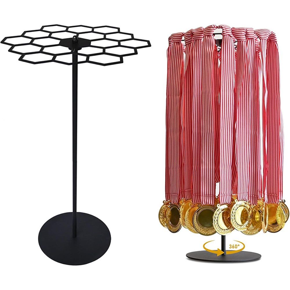 Rotatable Medal Hangers Display, Tabletop Medal Holder Rack Over 45+ Medals Capacity, Ideal for Sports Marathon Races Runners, Cheer, Gymnastics, Soccer, Softball - Easy Hanging Metal Unique
