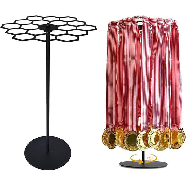 Rotatable Medal Hangers Display, Tabletop Medal Holder Rack Over 45+ Medals Capacity, Ideal for Sports Marathon Races Runners, Cheer, Gymnastics, Soccer, Softball - Easy Hanging Metal Unique