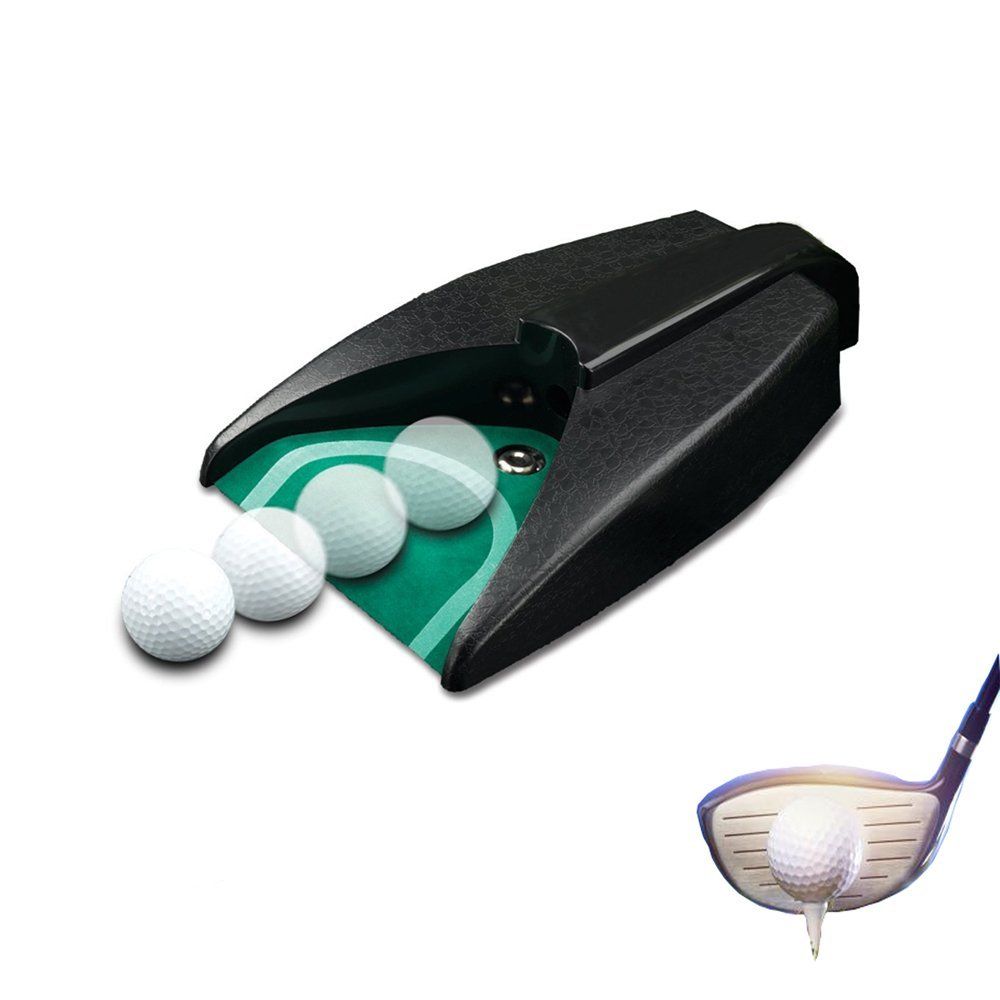 Automatic Putting Machine - Auto Returning Golf Cup Training Aid for Indoor/Outdoor Practice（black,27*16.5*6cm） Awezingly