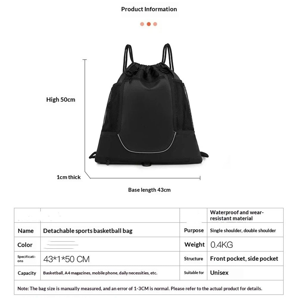 Drawstring Soccer Bag Basketball Backpack for Kids Teens, Foldable Sports Bags Detachable Ball Mesh Bag for Gym Yoga Football Baseball（oniy bag） Unique