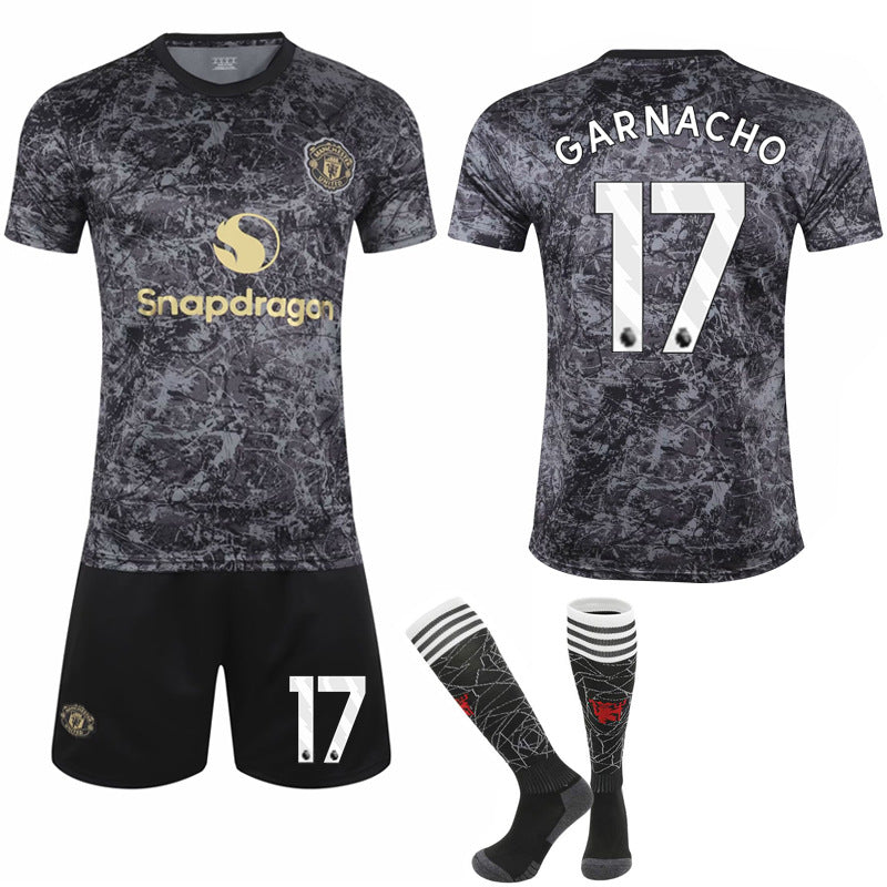 2024-2025 Manchester United Special Edition Black Football Kit for Kids Adult No.17 GARNACHO—max No.17 GARNACHO S Unique