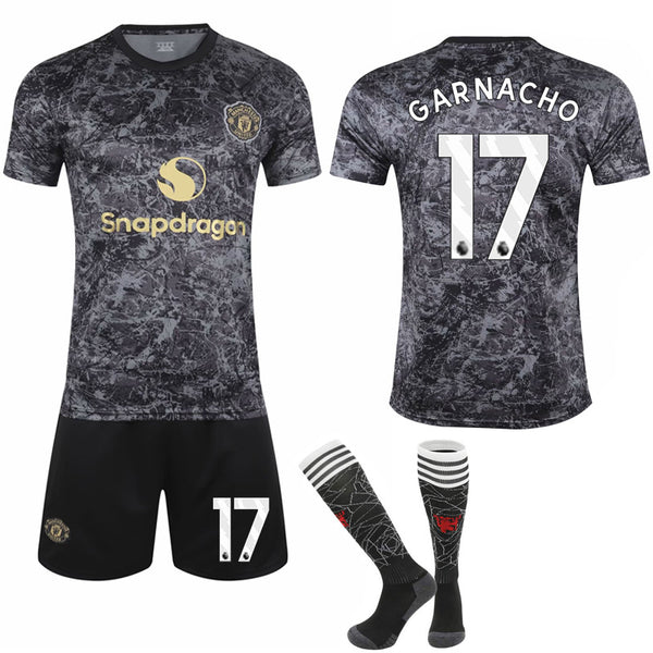 2024-2025 Manchester United Special Edition Black Football Kit for Kids Adult No.17 GARNACHO—max No.17 GARNACHO S Unique