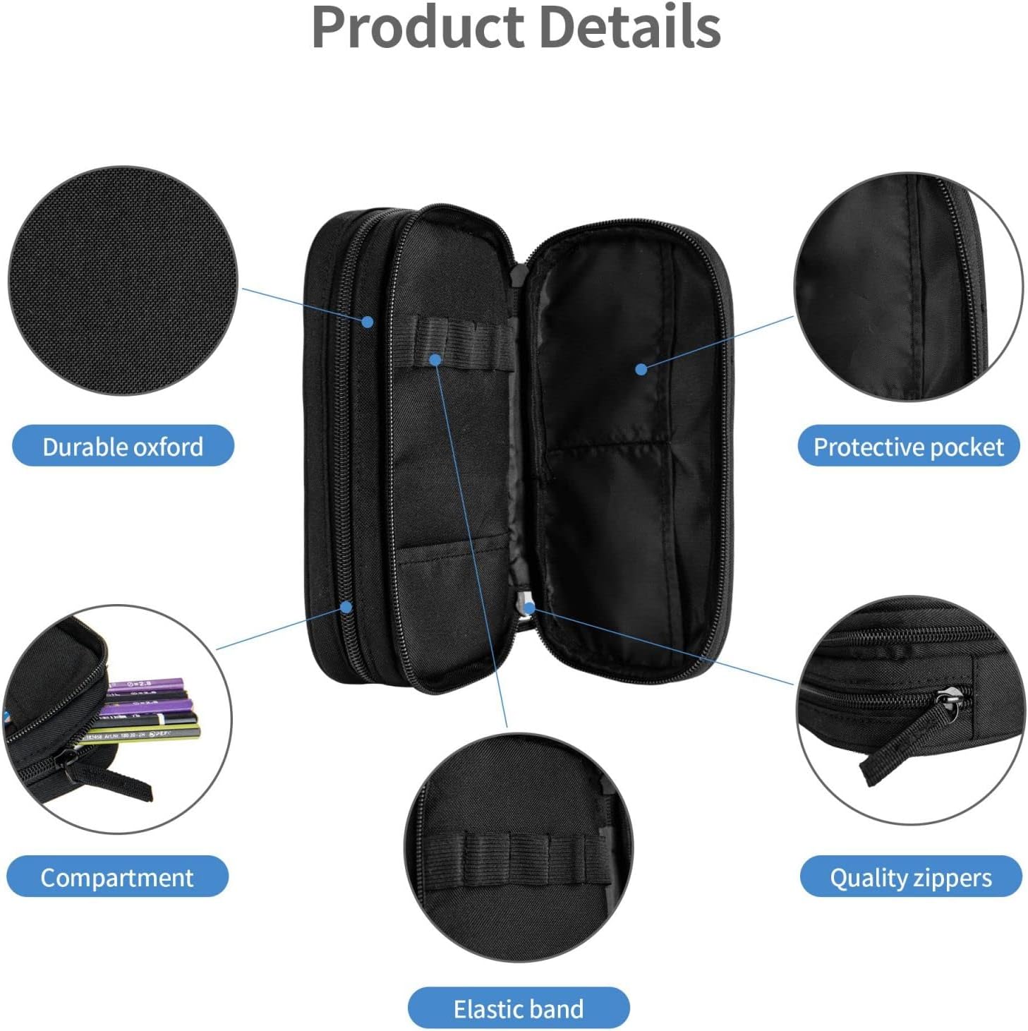 Blue sports pencil case with soccer motif, spacious and durable pencil case with zippers, soccer pencil case Soccer Blue Soccer Blue Unique