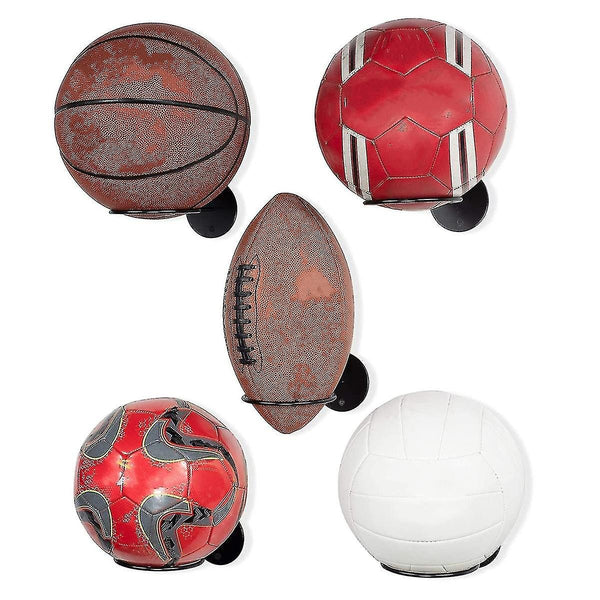 3pcs Wall Mounted Ball Rack Iron Basketball Storage Display Holder Football Rugby Hanging Rack Space Saving - Perfect Black 3pc Unique