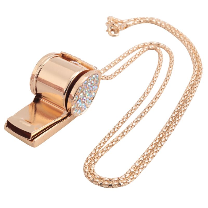 Whistle, metal and rhinestone crystal whistle, shiny with key ring for referees, coaches, teachers Unique