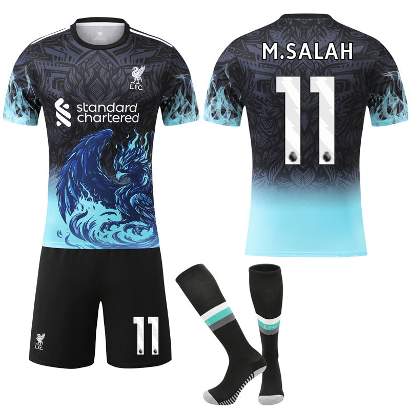 Liverpool 2025-26 Anniversary Shirt & Socks, M. Salah No.11, Blue No.11 M.SALAH 16 Unique