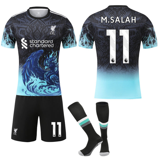 Liverpool 2025-26 Anniversary Shirt & Socks, M. Salah No.11, Blue No.11 M.SALAH 16 Unique