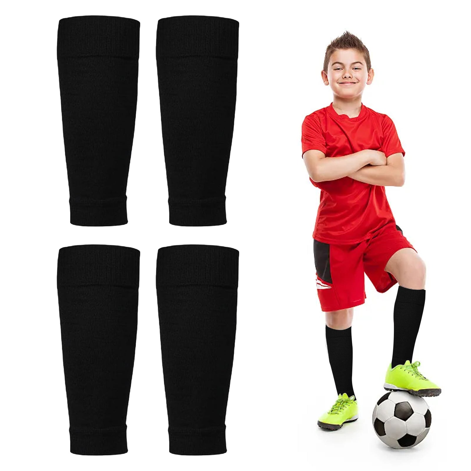 pairs of football socks, soccer socks, shin guards, socks, team socks, socks, fit socks, black, for children's football matches Unique