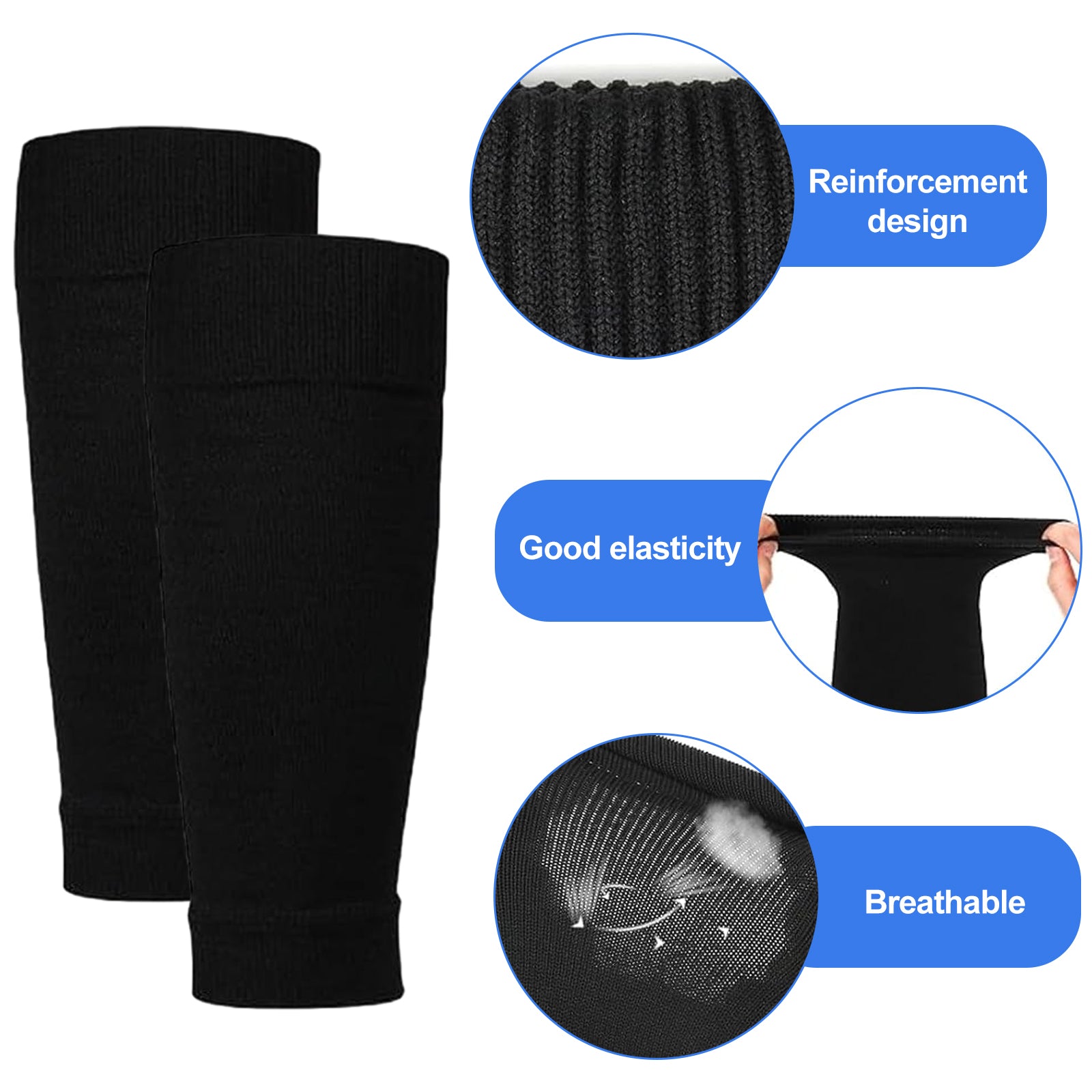 pairs of football socks, soccer socks, shin guards, socks, team socks, socks, fit socks, black, for children's football matches Unique