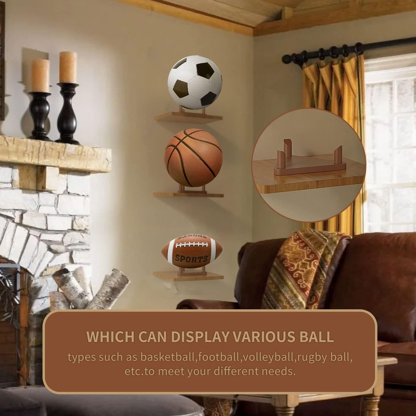 Ball Stand Holder,Ball Display Stand Wooden for Football Basketball Stand Soccer Ball Holder,Rugby Ball Volleyball Sports Ball Storage Rack Made of Solid Wood,Trophy Autograph Memorabilia Display Case Unique