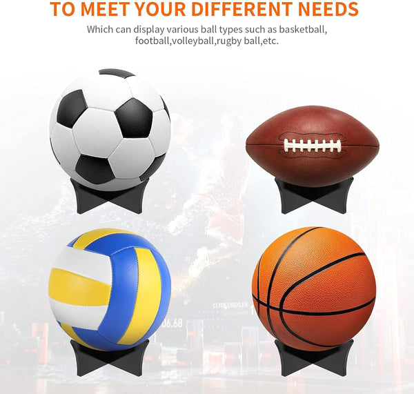 Acrylic Ball Stand Holder - Display Stand for Football, Basketball, Soccer, Volleyball, Rugby & More - Trophy & Memorabilia Showcase Unique