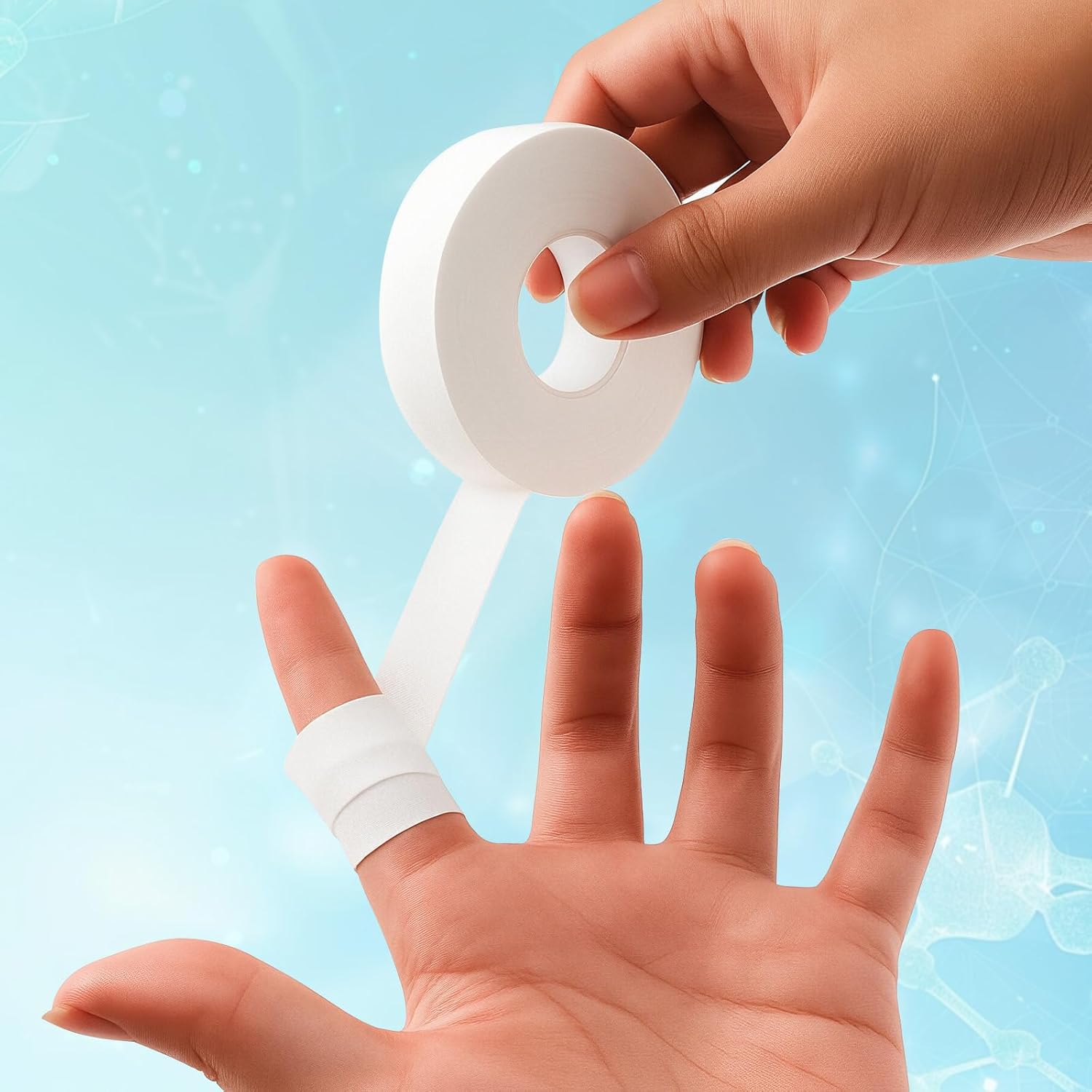 2-Roll Finger Tape - 0.6In x 32ft White Extra Strong Athletic Tape for Fingers, Hands,Feet,Toes - Sweat Resistant Protective Finger Tapes for Sports Climbing Football Volleyball & Basketball Unique