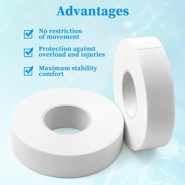 2-Roll Finger Tape - 0.6In x 32ft White Extra Strong Athletic Tape for Fingers, Hands,Feet,Toes - Sweat Resistant Protective Finger Tapes for Sports Climbing Football Volleyball & Basketball Unique