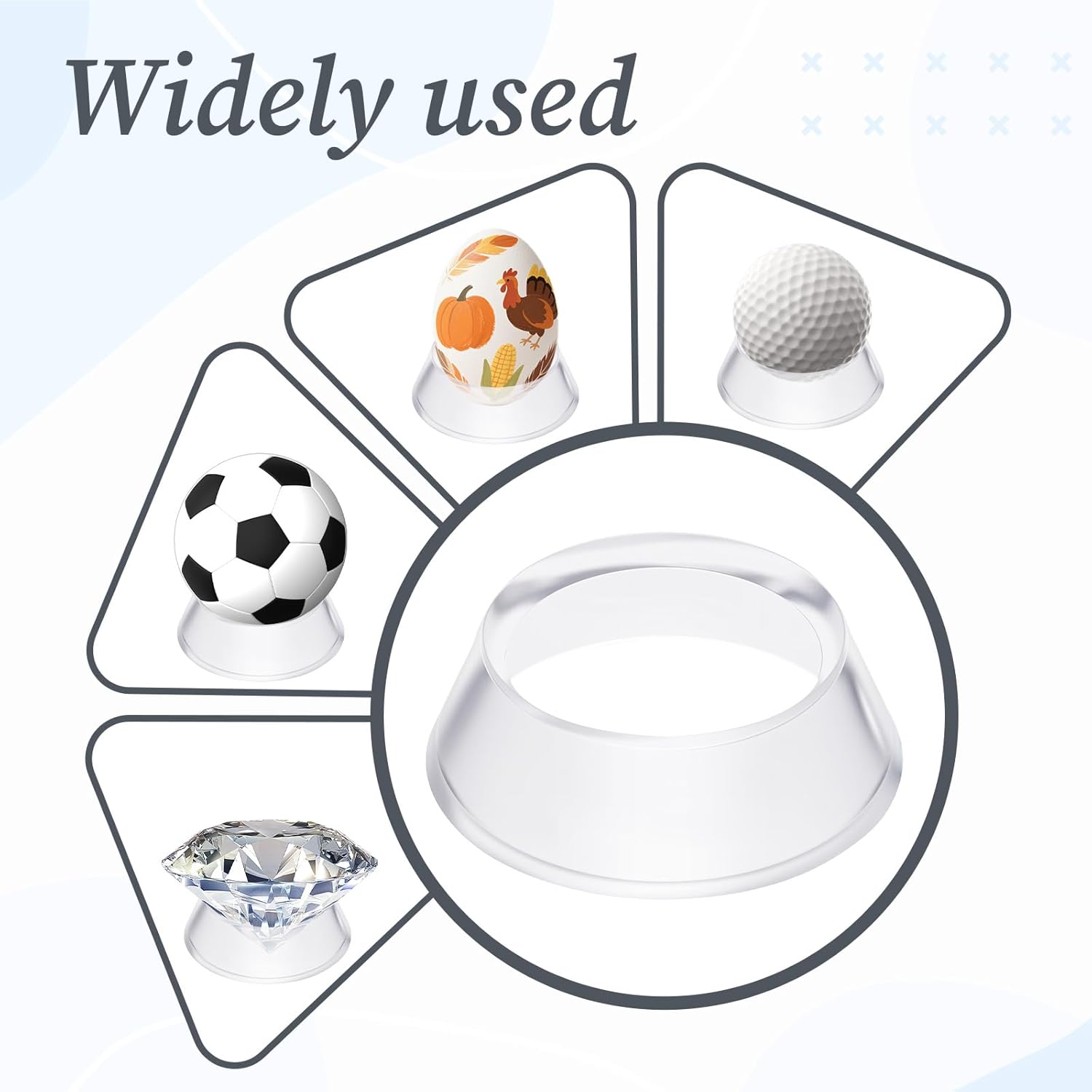 16 Pcs Acrylic Baseball Stand, 1.34 Inch Clear Ring Ball Sphere Stand Egg Crystal Holder Display Stands for Soccer, Basketball, Football, Volleyball, Softball, Bowling Ball, Collections Unique