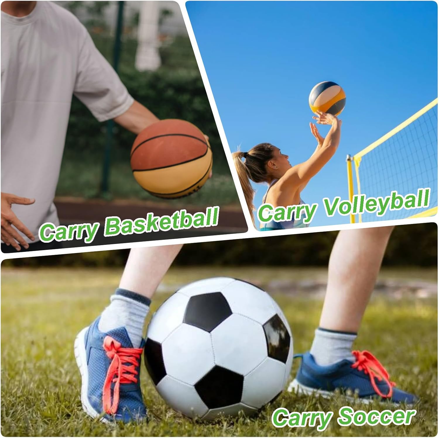 Black Crossbody Sports Ball Bag with Drawstring for Basketball Volleyball Football Unique