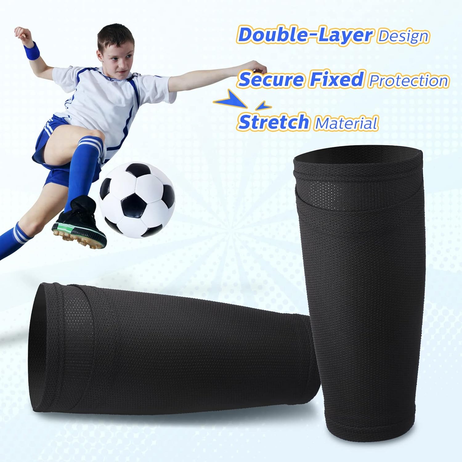 Soccer Shin Guards Sleeves 4 Pairs Flexible Soccer Shin Guard Leg Performance Support Polyester Soccer Shin Guard Sleeve Holder with Pocket for Soccer Sport Unique
