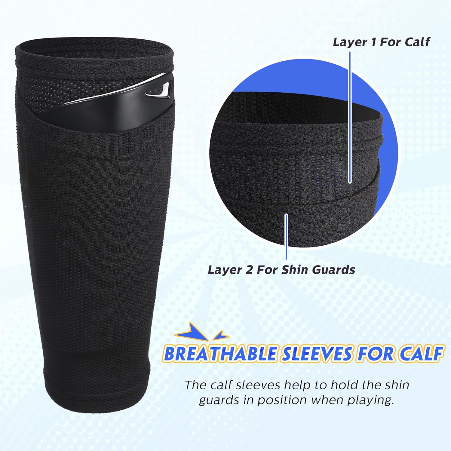 Soccer Shin Guards Sleeves 4 Pairs Flexible Soccer Shin Guard Leg Performance Support Polyester Soccer Shin Guard Sleeve Holder with Pocket for Soccer Sport Unique