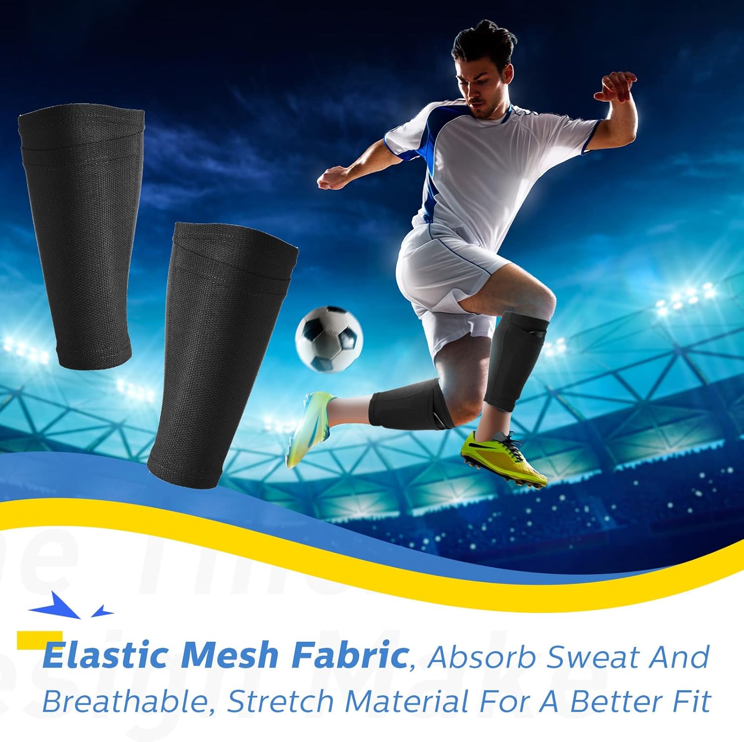 Soccer Shin Guards Sleeves 4 Pairs Flexible Soccer Shin Guard Leg Performance Support Polyester Soccer Shin Guard Sleeve Holder with Pocket for Soccer Sport Unique