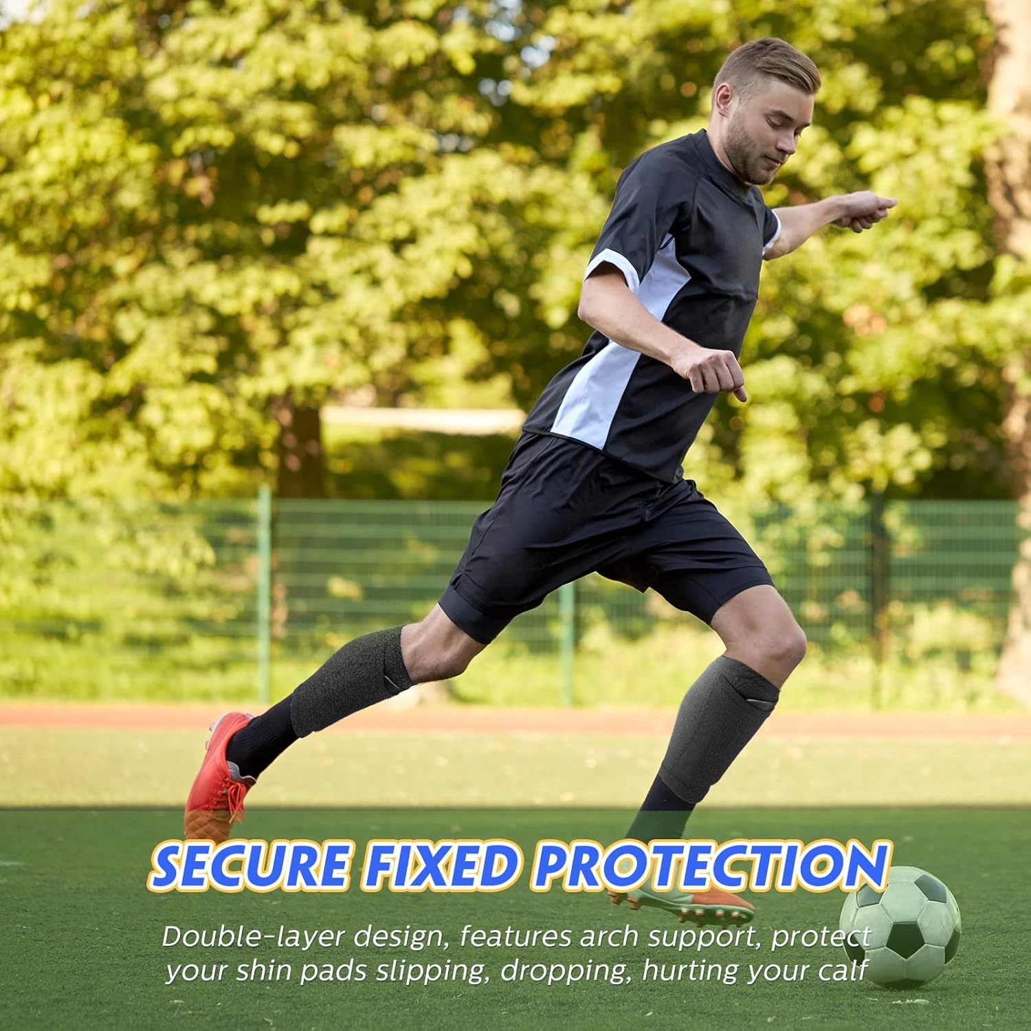 Soccer Shin Guards Sleeves 4 Pairs Flexible Soccer Shin Guard Leg Performance Support Polyester Soccer Shin Guard Sleeve Holder with Pocket for Soccer Sport Unique