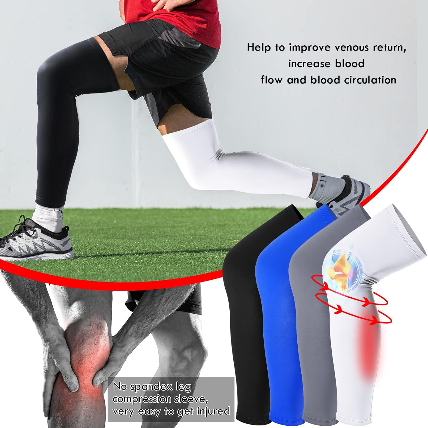 Leg Sleeves Compression Long Knee Sleeve UV Protect for Men Women Sport Basketball Football Unique
