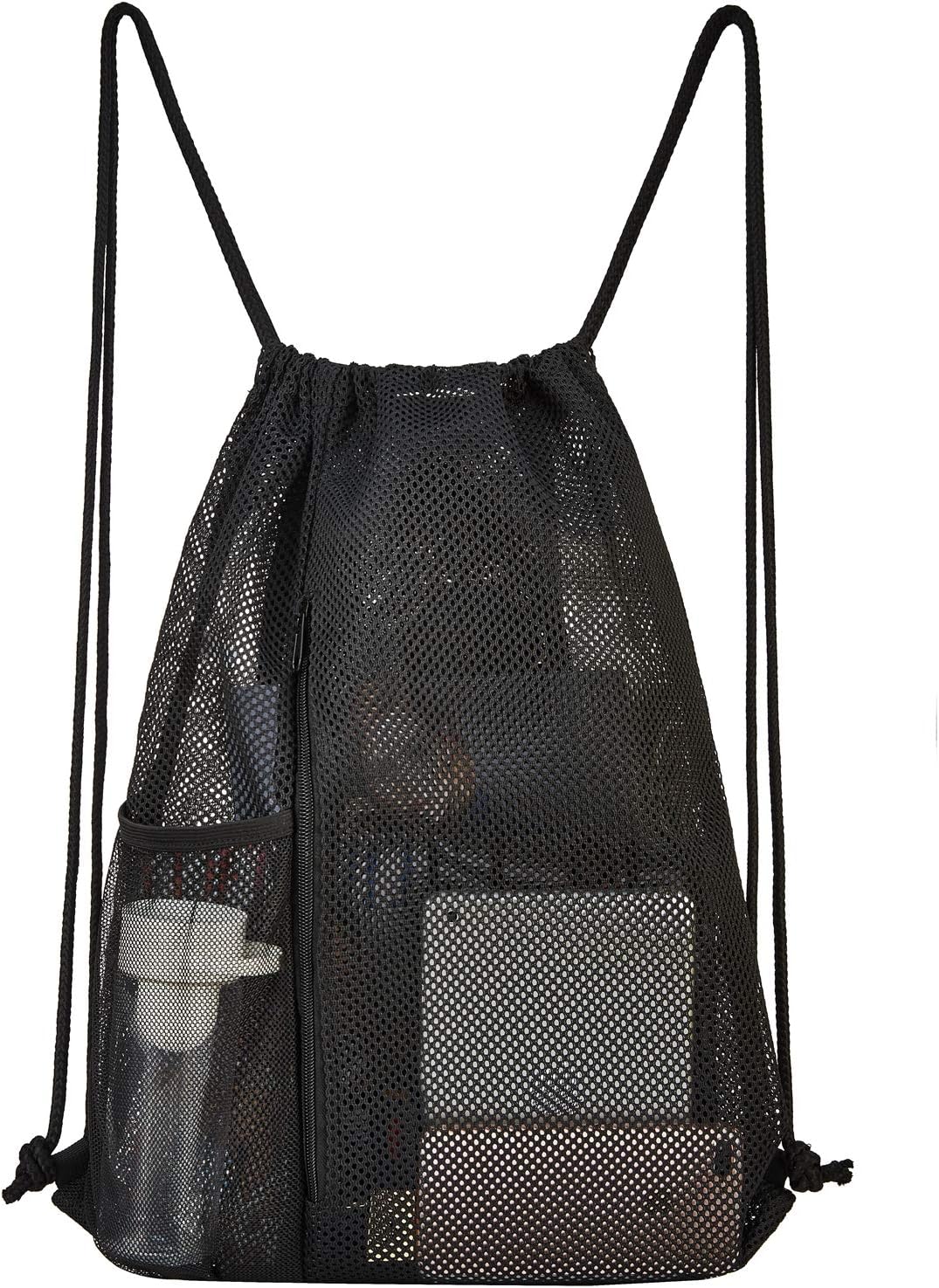 Heavy Duty Mesh Drawstring bag for Soccer Ball，Beach Toys -Drawstring Backpack Sports Gym Bag Awezingly