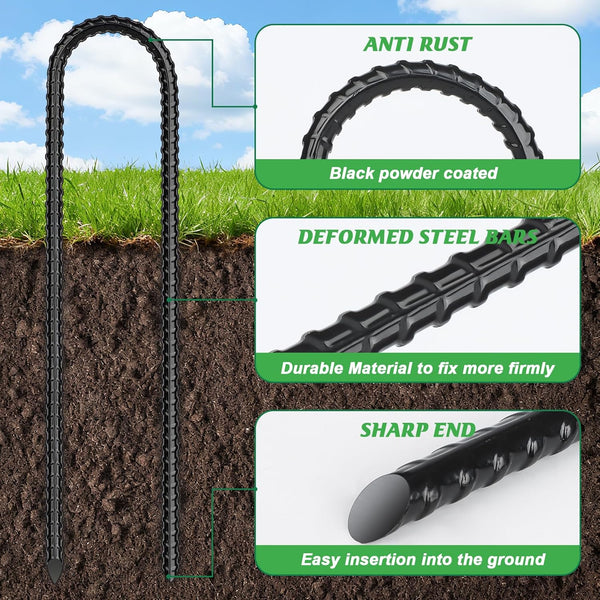 Trampolines Wind Stakes,Heavy Duty U Shaped Rebar Tent Stakes Ground Anchors Galvanized Steel Safety Trampoline Anchors for Camping Tents, Soccer Goals Unique