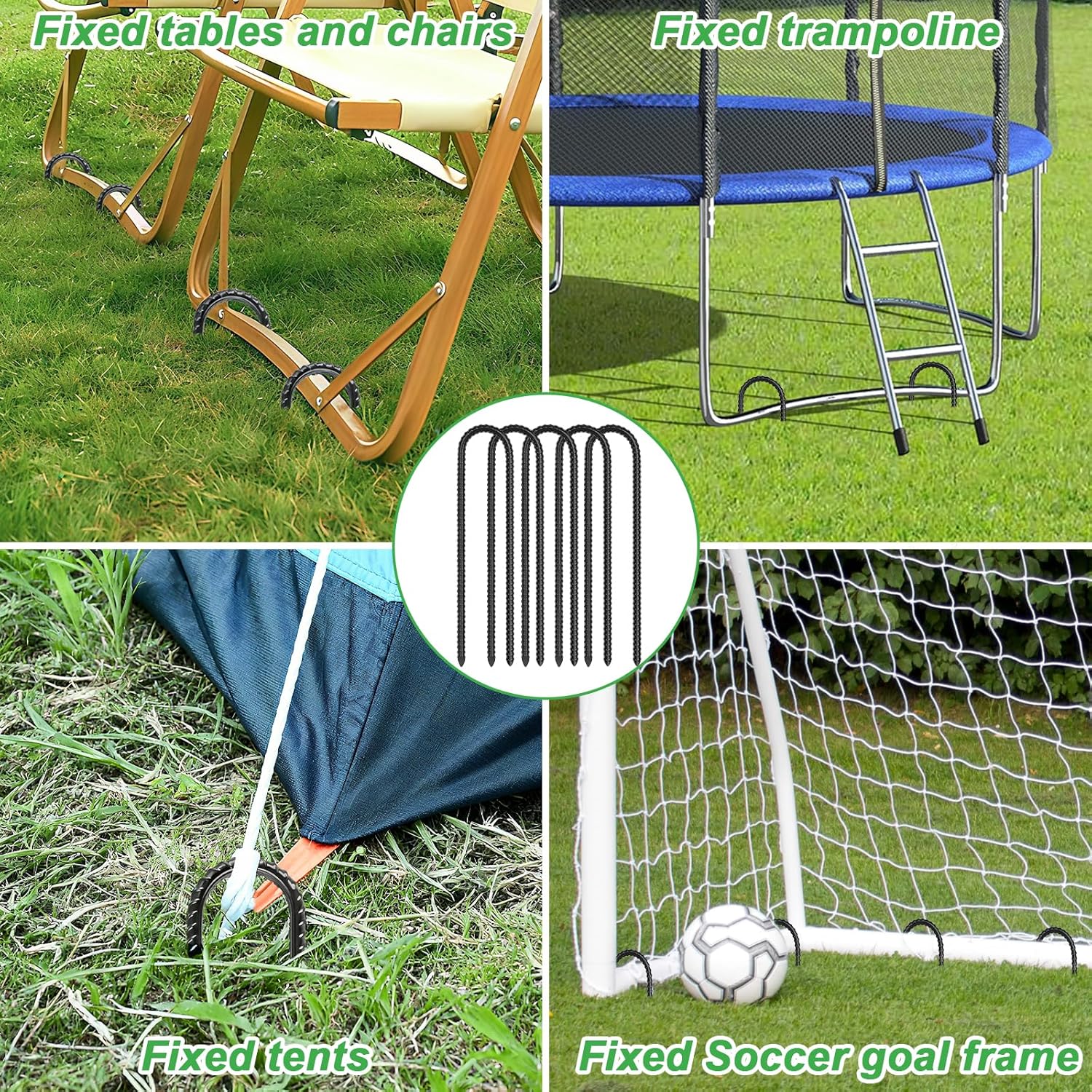Trampolines Wind Stakes,Heavy Duty U Shaped Rebar Tent Stakes Ground Anchors Galvanized Steel Safety Trampoline Anchors for Camping Tents, Soccer Goals Unique