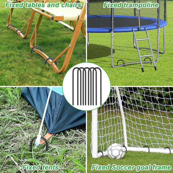 Trampolines Wind Stakes,Heavy Duty U Shaped Rebar Tent Stakes Ground Anchors Galvanized Steel Safety Trampoline Anchors for Camping Tents, Soccer Goals Unique