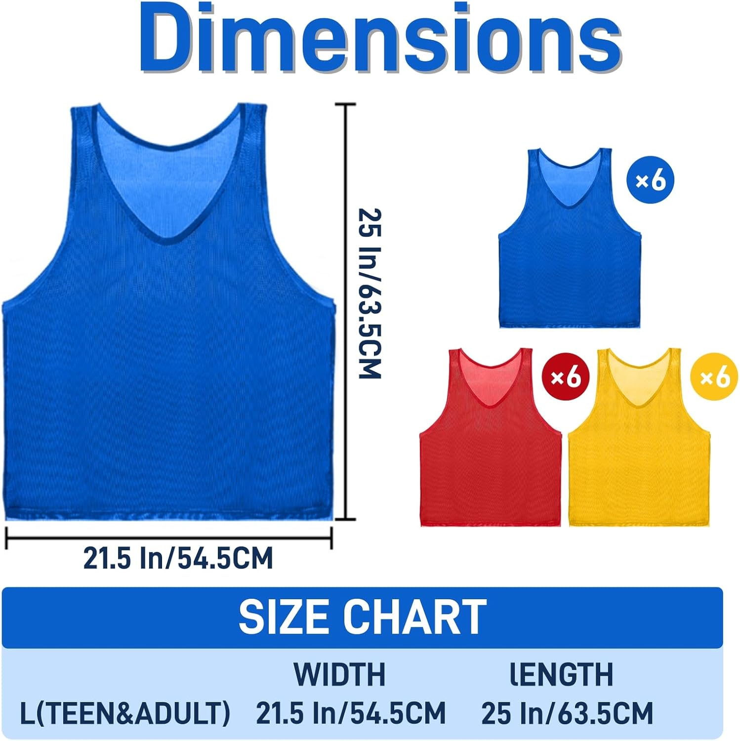 18 Pack Pinnies for Adults, Quick Dry Basketball Practice Jersey, Breathable Mesh Scrimmage Vest Youth Soccer Football Volleyball, 3 Colors Unique