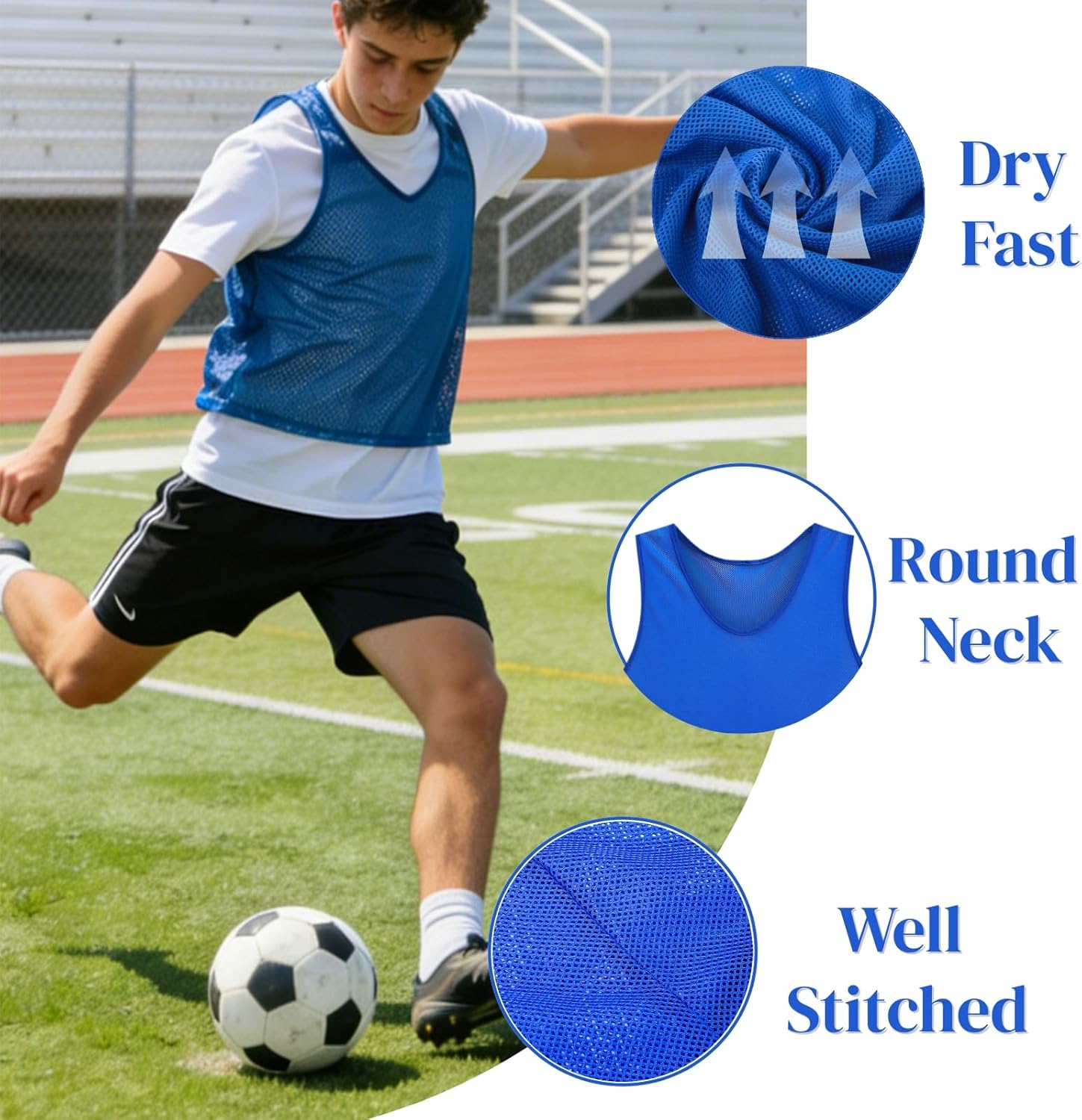 18 Pack Pinnies for Adults, Quick Dry Basketball Practice Jersey, Breathable Mesh Scrimmage Vest Youth Soccer Football Volleyball, 3 Colors Unique