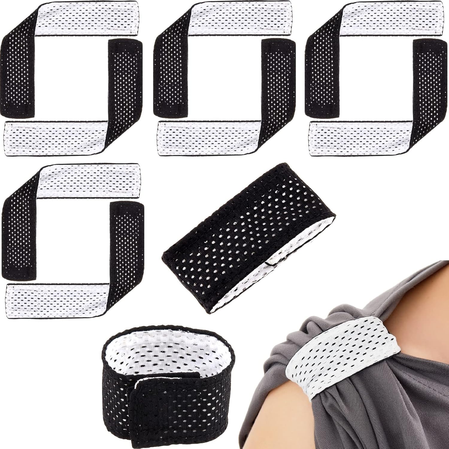 8 Count Softball Sleeve Holders Jersey Ties with Hook and Loop Fasteners Straps for Shirts Scrunchies T-Shirts Soccer Baseball Sports Activities(Black, White) Black, White Unique