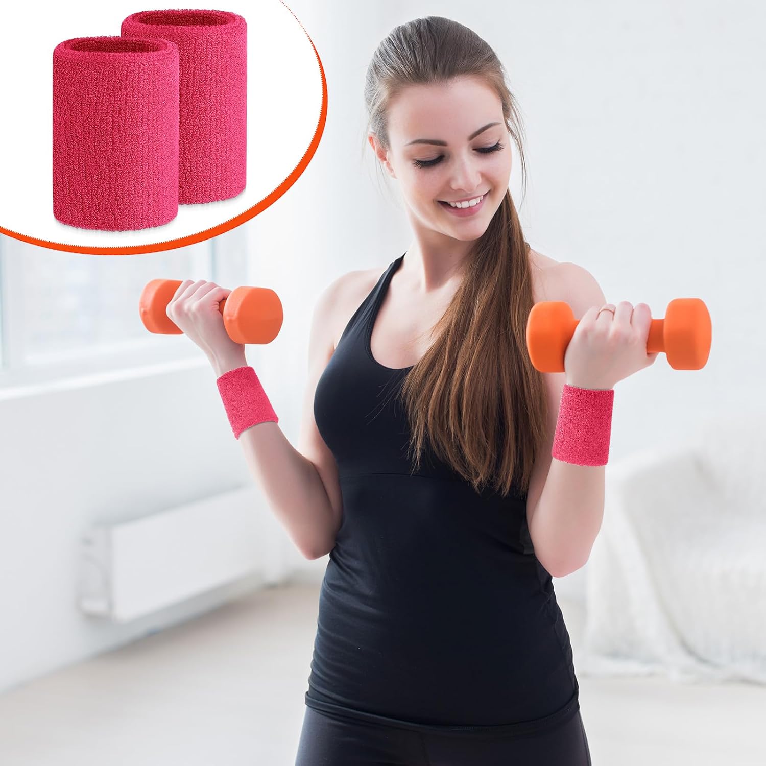 6 Pcs Cotton Blend 4 Inch Black Wrist Sweatbands for Tennis, Gymnastics, Working Out, Football, Running - Unisex, Athletes, Adults, Teens